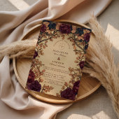 Dark Romantic Floral Wedding Kaart