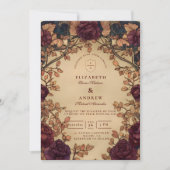 Dark Romantic Floral Wedding Kaart (Voorkant)