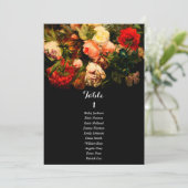 Dark romantic floral wedding seating chart card kaart (Staand voorkant)