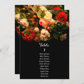 Dark romantic floral wedding seating chart card kaart (Voorkant / Achterkant)