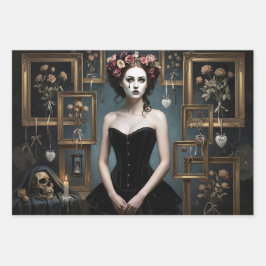 Dark Romantic Gothic Design Inpakpapier Vel