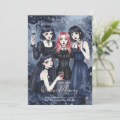 Dark Romantic Gothic Girl Bachelorette Party Kaart (Staand voorkant)
