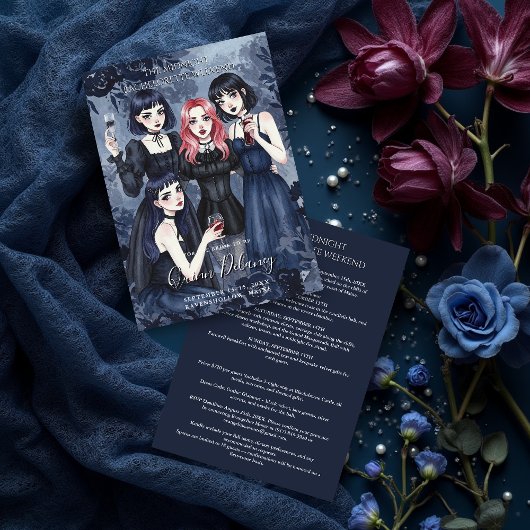 Dark Romantic Gothic Girl Bachelorette Party Kaart