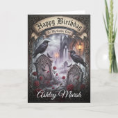 Dark Romantic Gothic Raven Lovers Birthday Kaart (Voorkant)