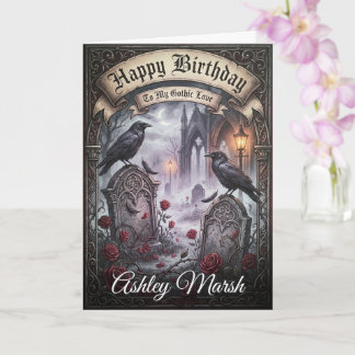 Dark Romantic Gothic Raven Lovers Birthday Kaart