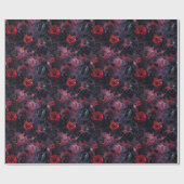 Dark Romantic Gothic Red Roses & Butterflies  Cadeaupapier (Vlak)