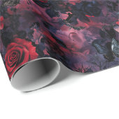 Dark Romantic Gothic Red Roses & Butterflies  Cadeaupapier (Rol Hoek)