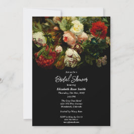 Dark romantic moody elegant floral Bridal Shower  Kaart