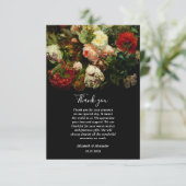Dark romantic moody elegant floral flowers wedding bedankkaart (Staand voorkant)