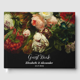 Dark romantic moody elegant floral flowers wedding gastenboek