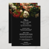 Dark romantic moody elegant floral flowers wedding menu (Voorkant / Achterkant)