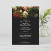 Dark romantic moody elegant floral flowers wedding menu (Staand voorkant)