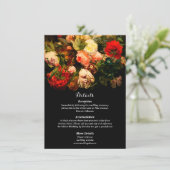 Dark romantic moody elegant floral wedding informatiekaartje (Staand voorkant)
