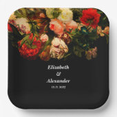 Dark romantic moody elegant floral wedding papieren bordje (Voorkant)