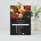 Dark romantic moody elegant floral wedding RSVP kaartje (Staand voorkant)