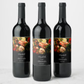 Dark romantic moody elegant floral wedding wijn etiket (Flessen)