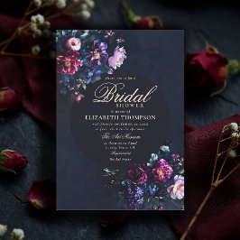 Dark Romantic Moody Florals Jewel Bridal Shower Kaart
