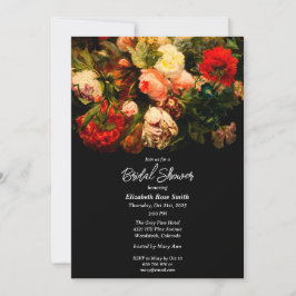 Dark romantic moody pretty floral Bridal Shower Kaart