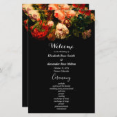 Dark romantic moody pretty floral wedding program (Voorkant / Achterkant)