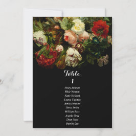 Dark romantic moody wedding seating chart card kaart