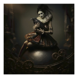 Dark Romantic Raven Motif Perfect Poster