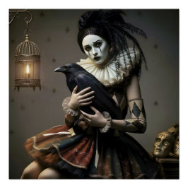 Dark Romantic Raven Motif Perfect Poster