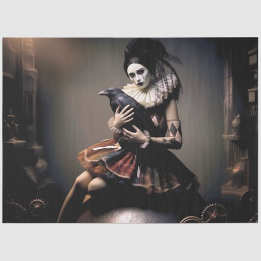 Dark Romantic Raven Motif Tissuepapier (Voorkant)
