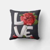 Dark Romantic Red Rose Love Typography Botanical Kussen (Achterkant)