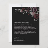  Dark Romantic Roses Watercolor Wedding  Bedankkaart (Achterkant)