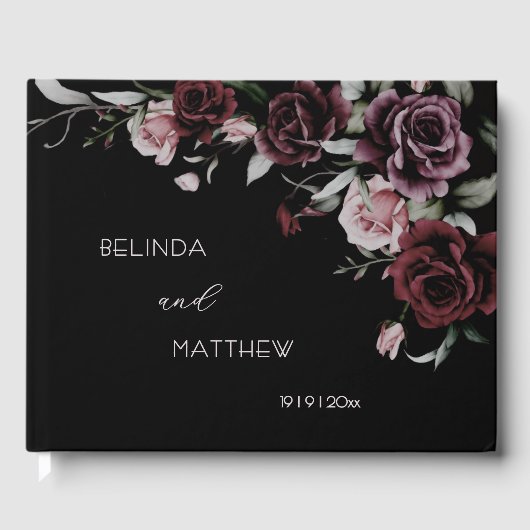 Dark Romantic Roses | Wedding Gastenboek (Voorkant)
