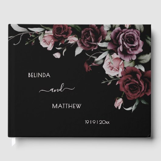 Dark Romantic Roses | Wedding Gastenboek (Voorkant)