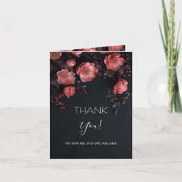  Dark Romantic Roses |  Wedding Photo Thank You Bedankkaart