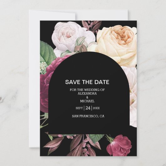 Dark Romantic Waterverf Floral Dutch Masters Save The Date (Voorkant)