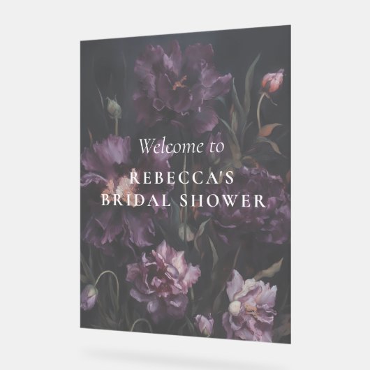 Dark Romantisch Moody Floral Vrijgezellenfeest Wel Acryl Bord (Hoek)