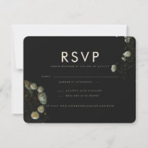 "Dark Roos" - Flat RSVP Wedding Response Kaart
