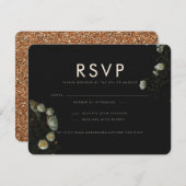 "Dark Roos" - Flat RSVP Wedding Response Kaart (Voorkant / Achterkant)