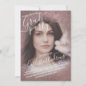 Dark Roos Gold Glitter Ombre Foto Afstuderen Kaart (Voorkant)