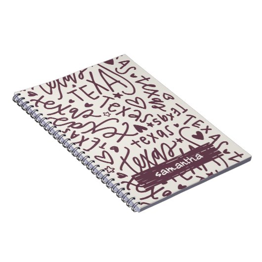 Dark Roos Texas Doodle Pattern Notitieboek (Rechterzijde)