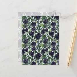 Dark rose delight, watercolor black roses print briefkaart