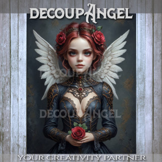 Dark Rose Seraphim Decoupage Tissuepapier