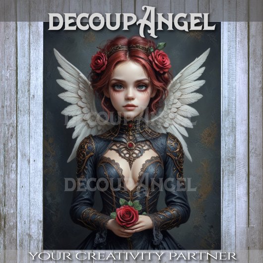 Dark Rose Seraphim Decoupage Tissuepapier