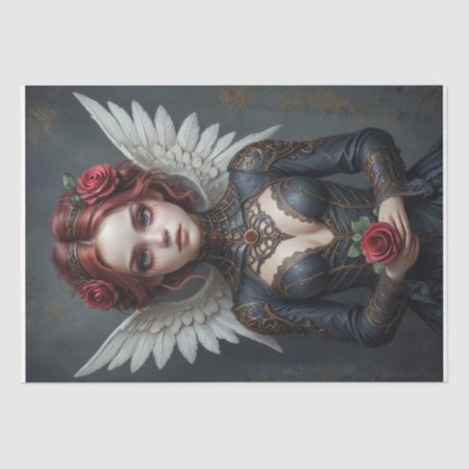 Dark Rose Seraphim Decoupage Tissuepapier (Voorkant)