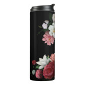 Dark Roses Black Background Name Monogram   Thermosbeker (Gedraaid links)