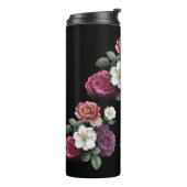 Dark Roses Black Background Name Monogram Thermosbeker (Gedraaid links)