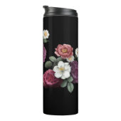 Dark Roses Black Background Name Monogram Thermosbeker (Geroteerd rechts)