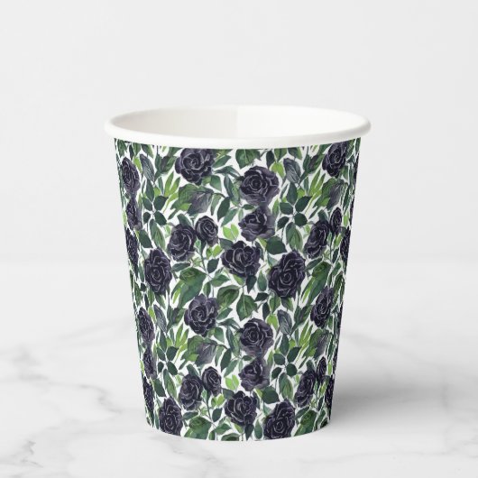 Dark roses watercolor ornament papieren bekers (Links)