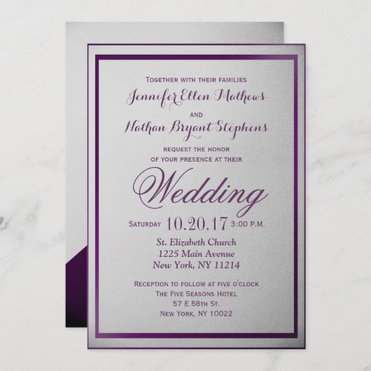 Dark Royal Paarse Outline op Grey Gradient Kaart (Voorkant / Achterkant)