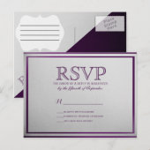 Dark Royal Paarse Outline op Grey Gradient Uitnodiging Briefkaart (Voorkant / Achterkant)