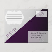 Dark Royal Paarse Outline op Grey Gradient Uitnodiging Briefkaart (Achterkant)