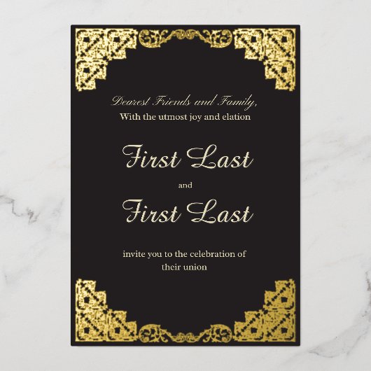 Dark Royalty-huwelijksuitnodiging Folie Uitnodiging (Voorkant)